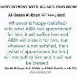 QUOTE: CONTENTMENT WITH ALLAAH’S  PROVISIONS
